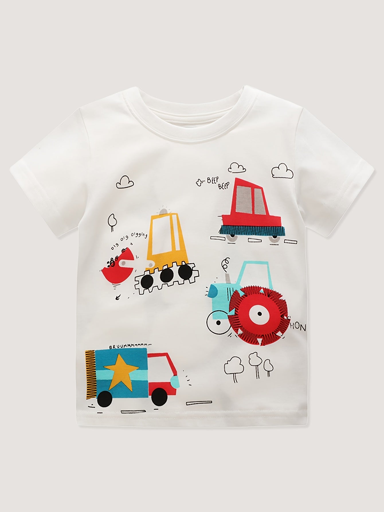 Boys Construction Vehicle Print T-shirt 5PCS