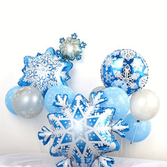 4pcs Snowflake Balloons Large And Small Snowflake Aluminum Foil Decorations