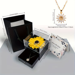 Charming Sunflower Necklace & Flower Gift Set for Thanksgiving Christmas