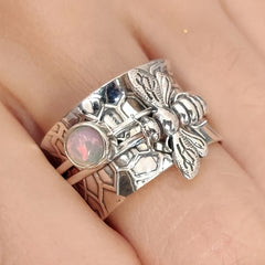 Vintage Style Bee Band Ring Boho Style Finger Ring