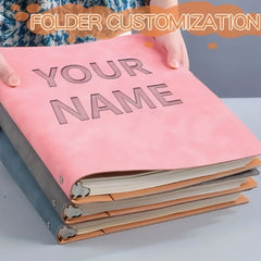 Personalized PU Leather Binder with Custom Engraved Name