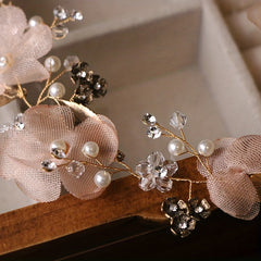 Mesh Flower Headband Crystal Wedding Bridal Hair Accessories
