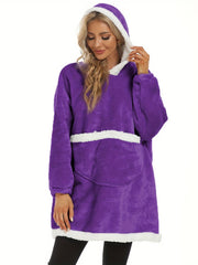 Cozy Flannel Hooded Lounge Robe with Pockets