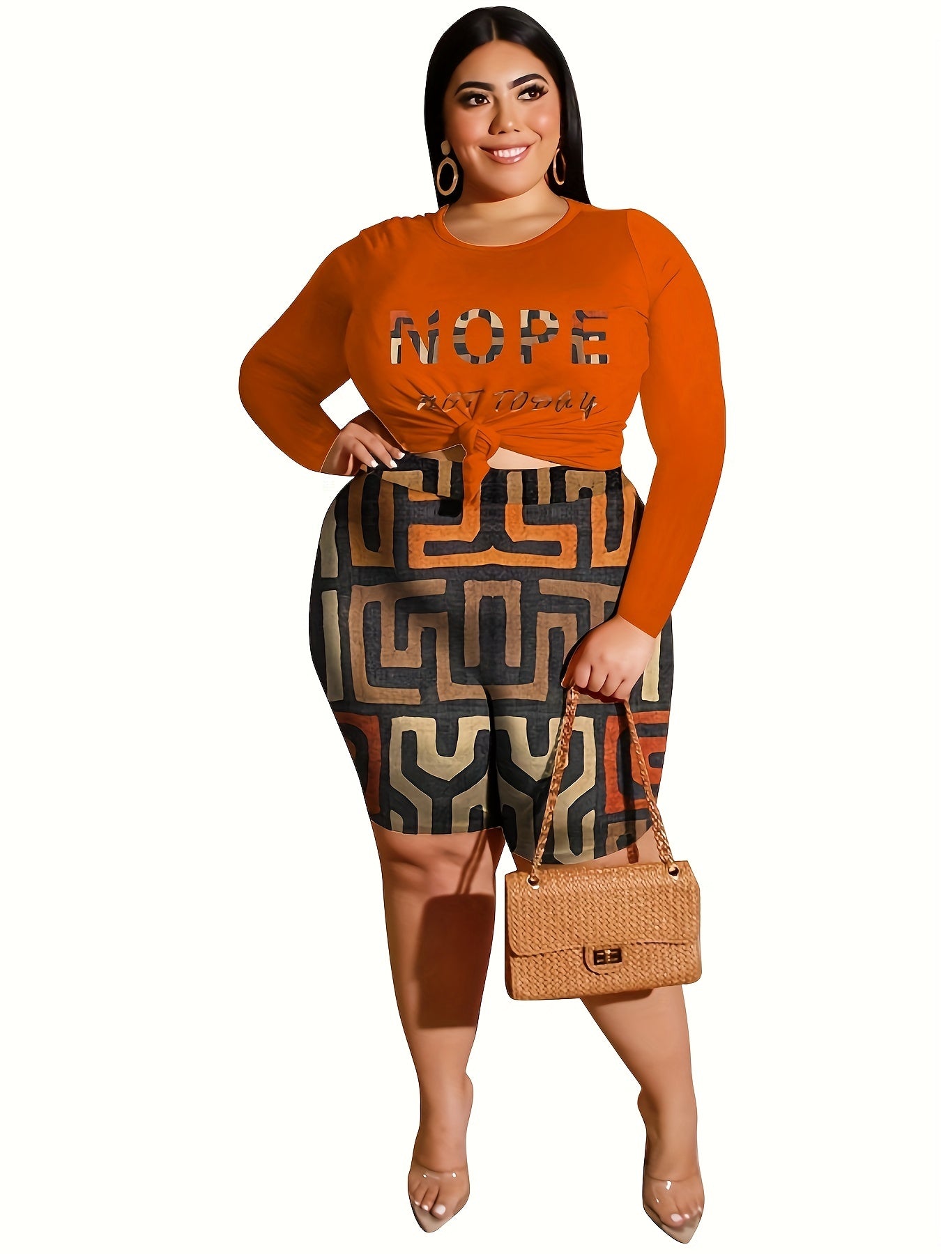  Camo Slogan Print Tee & Shorts Set