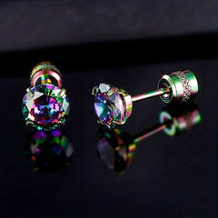 Double Sided Faux Diamond Stud Earrings for Men