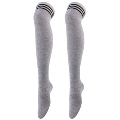 Striped Trim Thigh High Socks Over The Knee Stockings