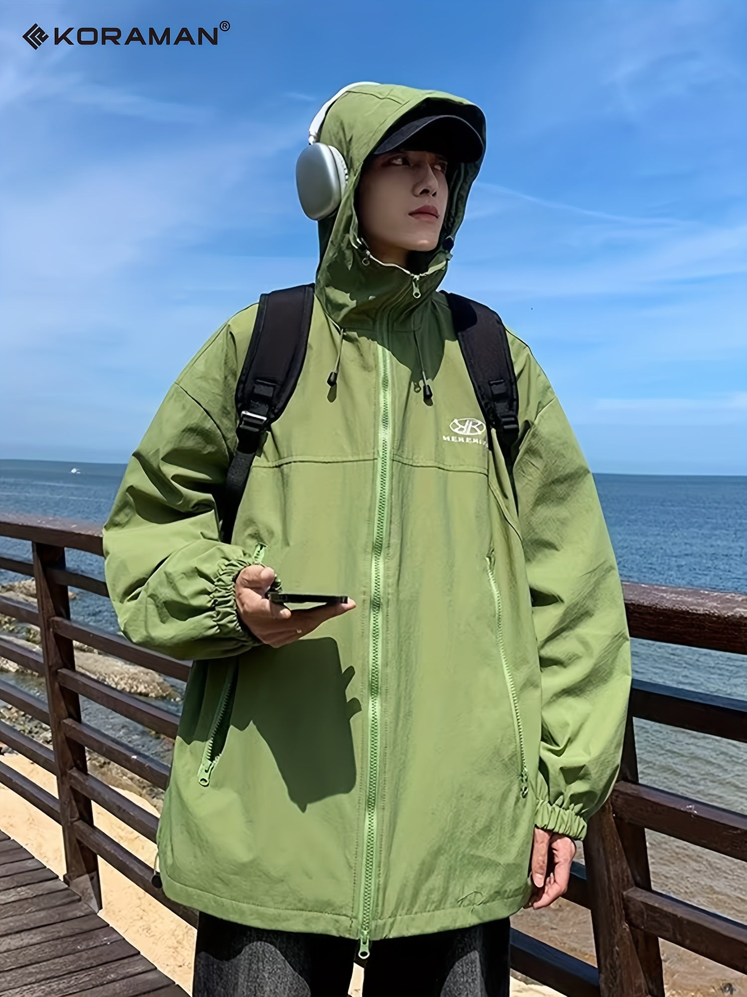 Men's Hooded Jacket Waterproof & Windproof Streetwear