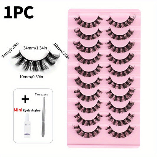 1pc DD Curling Volume False Eyelashes With Mini Glue And Tweesers
