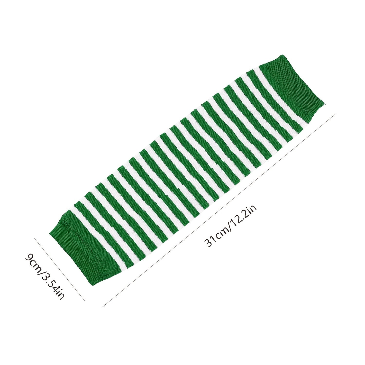 Y2K Green Striped Knitted Gloves Saint Patrick's Fingerless Gloves