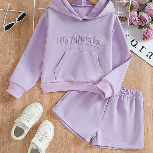 LOS ANGELES Jacquard Girl's Hoodie & Shorts Set