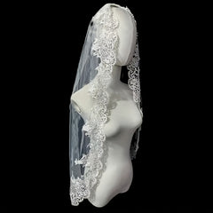 Bridal Veil Floral Embroidery Lace Trim for Weddings Brides Formal Events