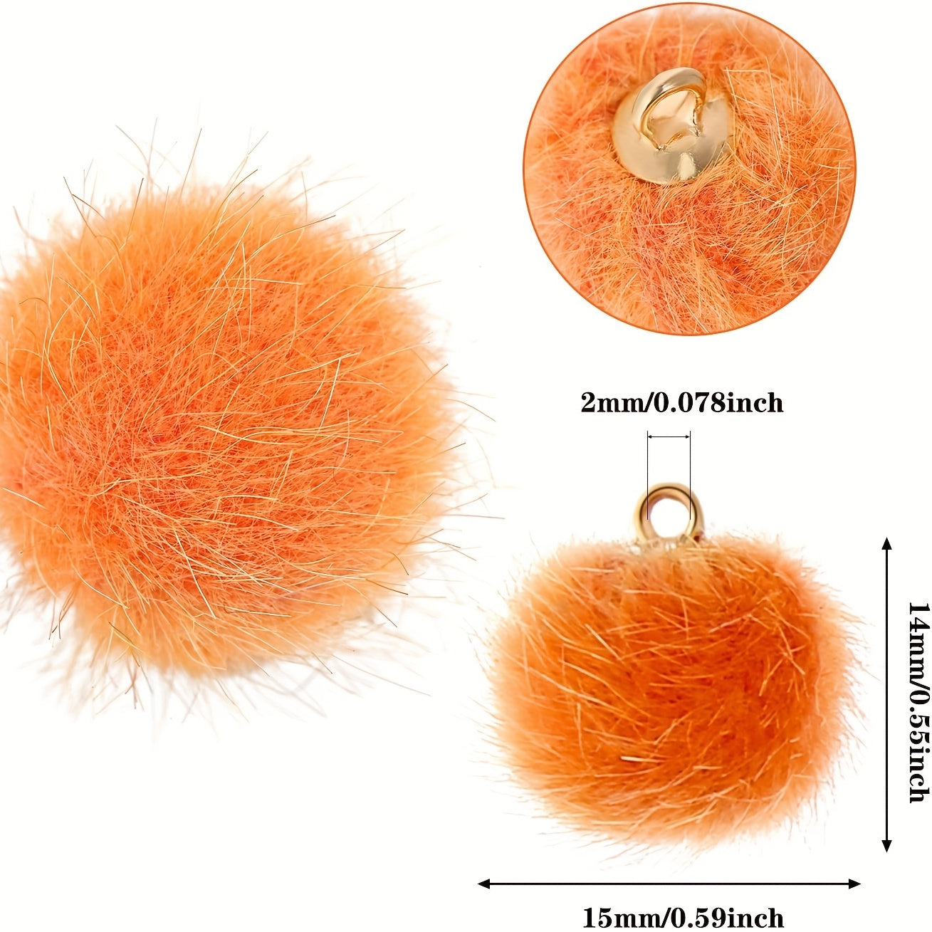 10pcs Mink Plush Pendant With Hole Keychain DIY Jewelry Mixed Y2K Charms