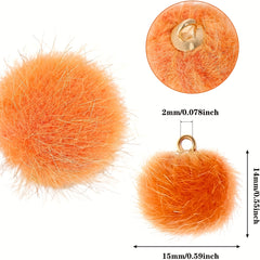 10pcs Mink Plush Pendant With Hole Keychain DIY Jewelry Mixed Y2K Charms