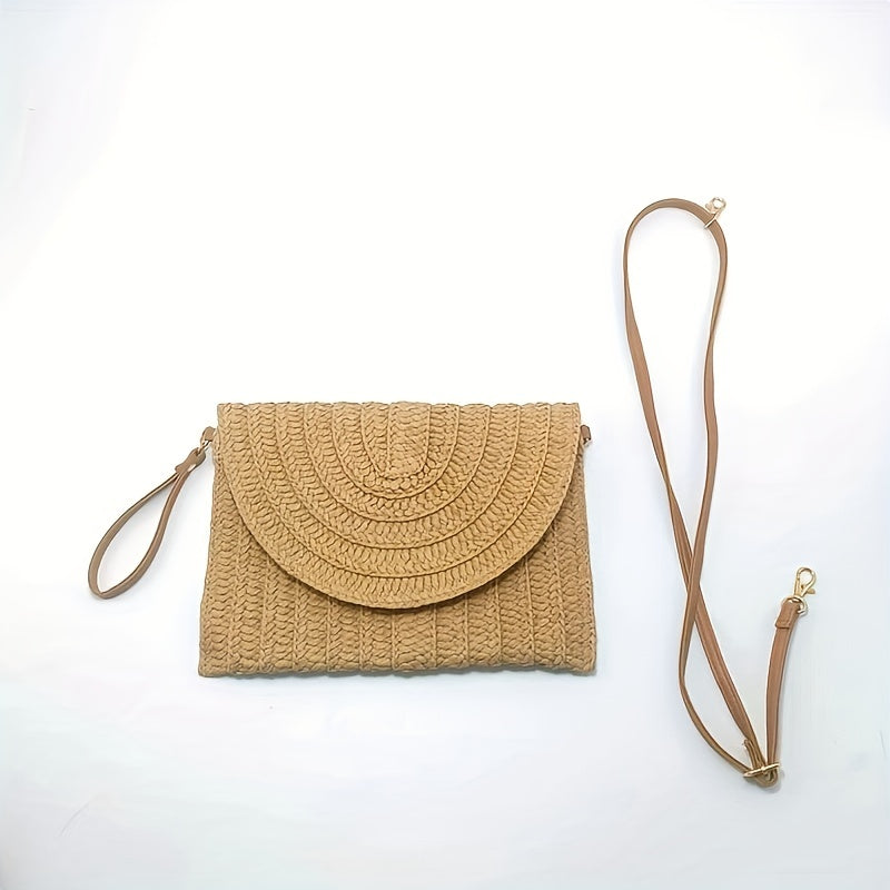 Straw Clutch Bag Boho Style Crossbody Handbag