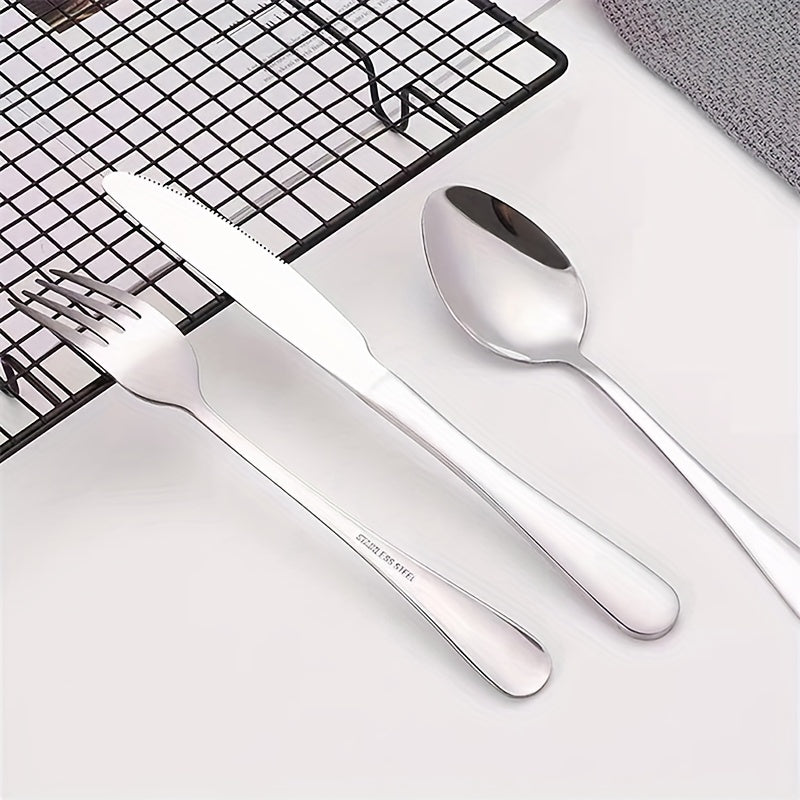 12pcs Stainless Steel Tableware Set Mirror Polished Spoon Silver