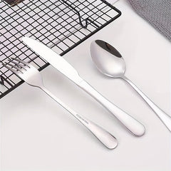 12pcs Stainless Steel Tableware Set Mirror Polished Spoon Silver