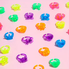 25pcs Transparent Ring Jewelry Cartoon Gift Small Toy Holiday Party Random