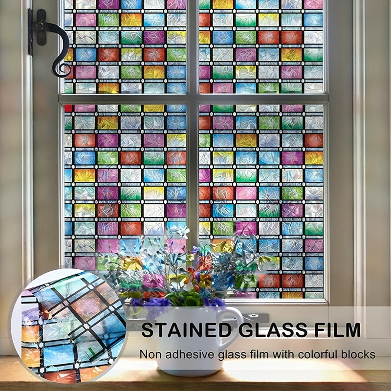 Colorful Mosaic Glass Window Sticker Privacy Protection Sunscreen UV Protection