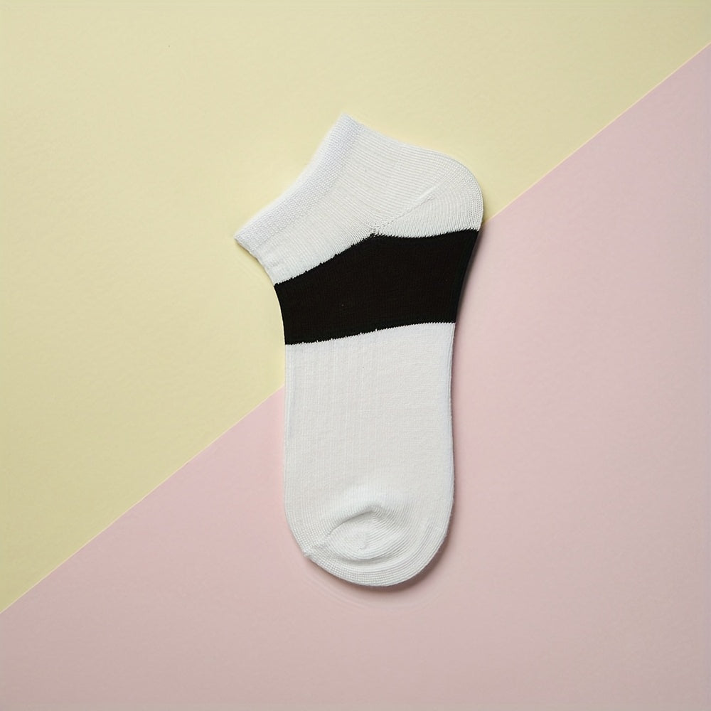 5 Pairs Striped Ankle Socks Soft & Lightweight Women's Stockings