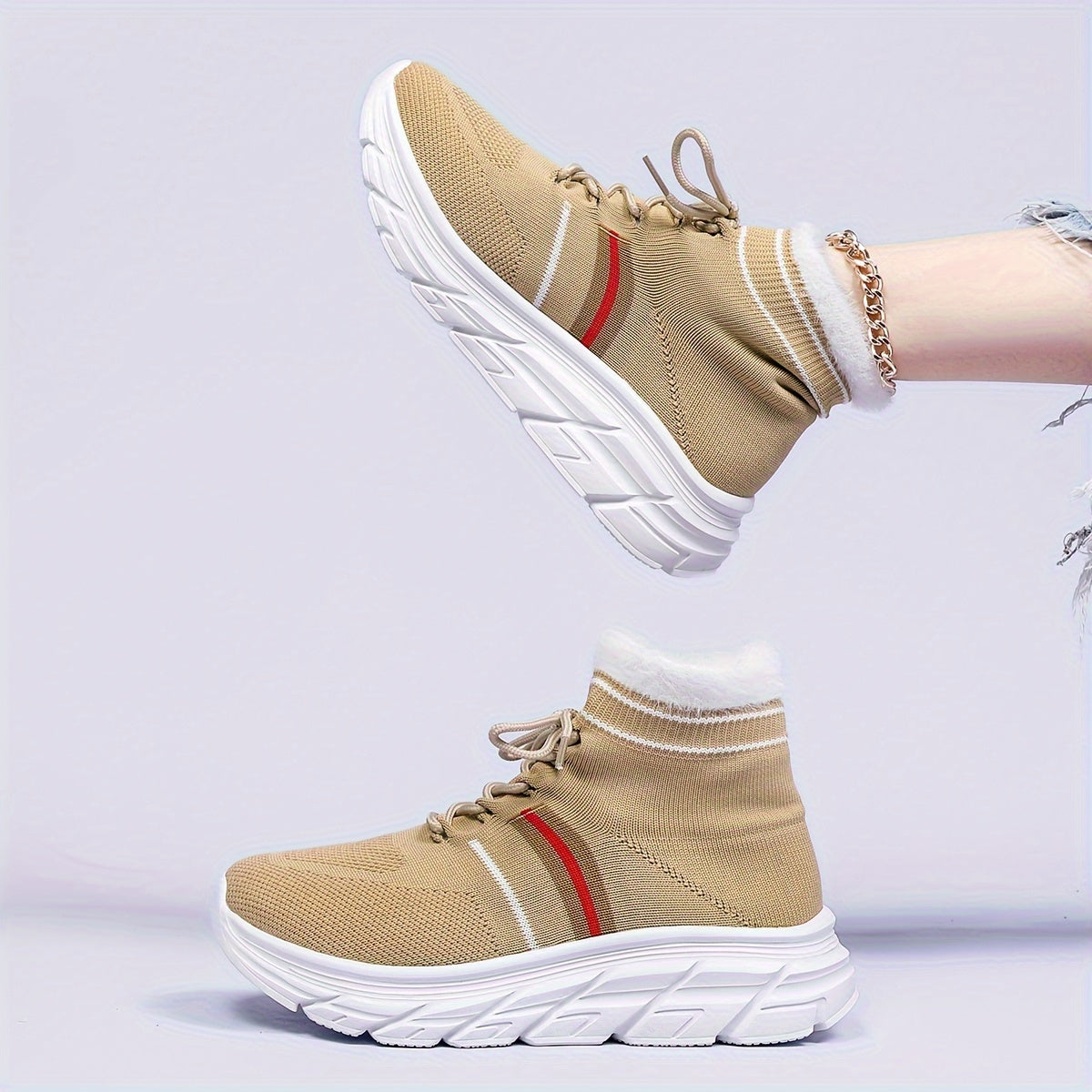 Women's Plush Inner Warm Sports Sneakers Winter Running Shoes