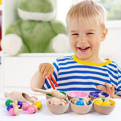 Wooden Colorful Sorting Cup Set Bead Counting Game Toy