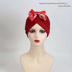 Satin Bow Turban Cap Head Wrap Bandana Headwear Women Beanie Hats