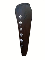  Mushroom Print Joggers Elastic Drawstring Pants
