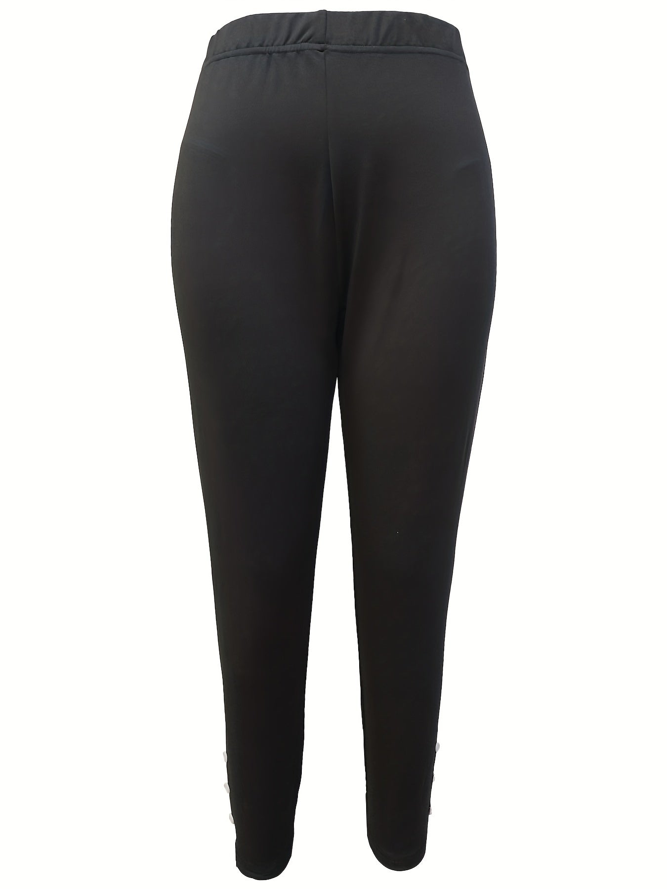  Solid Faux Pearl High Rise Fitness Leggings