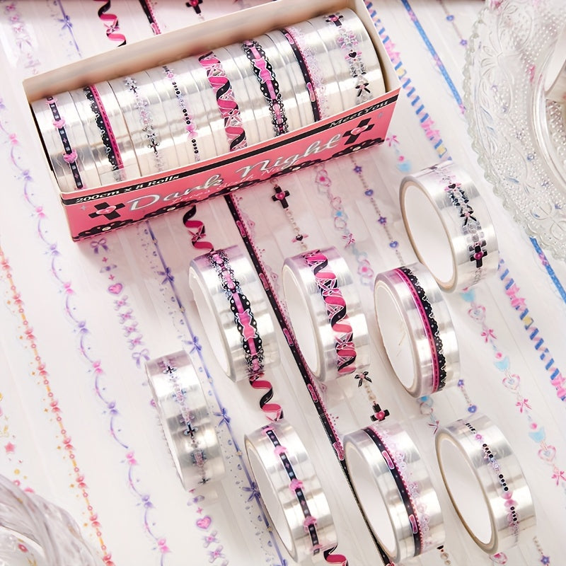 8 Rolls Lace PET Scrapbooking Tapes for DIY Decorative Material