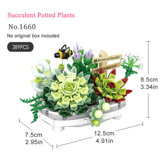 DIY 3D Model Home Decoration Mini Bonsai Building Blocks Flower Succulent
