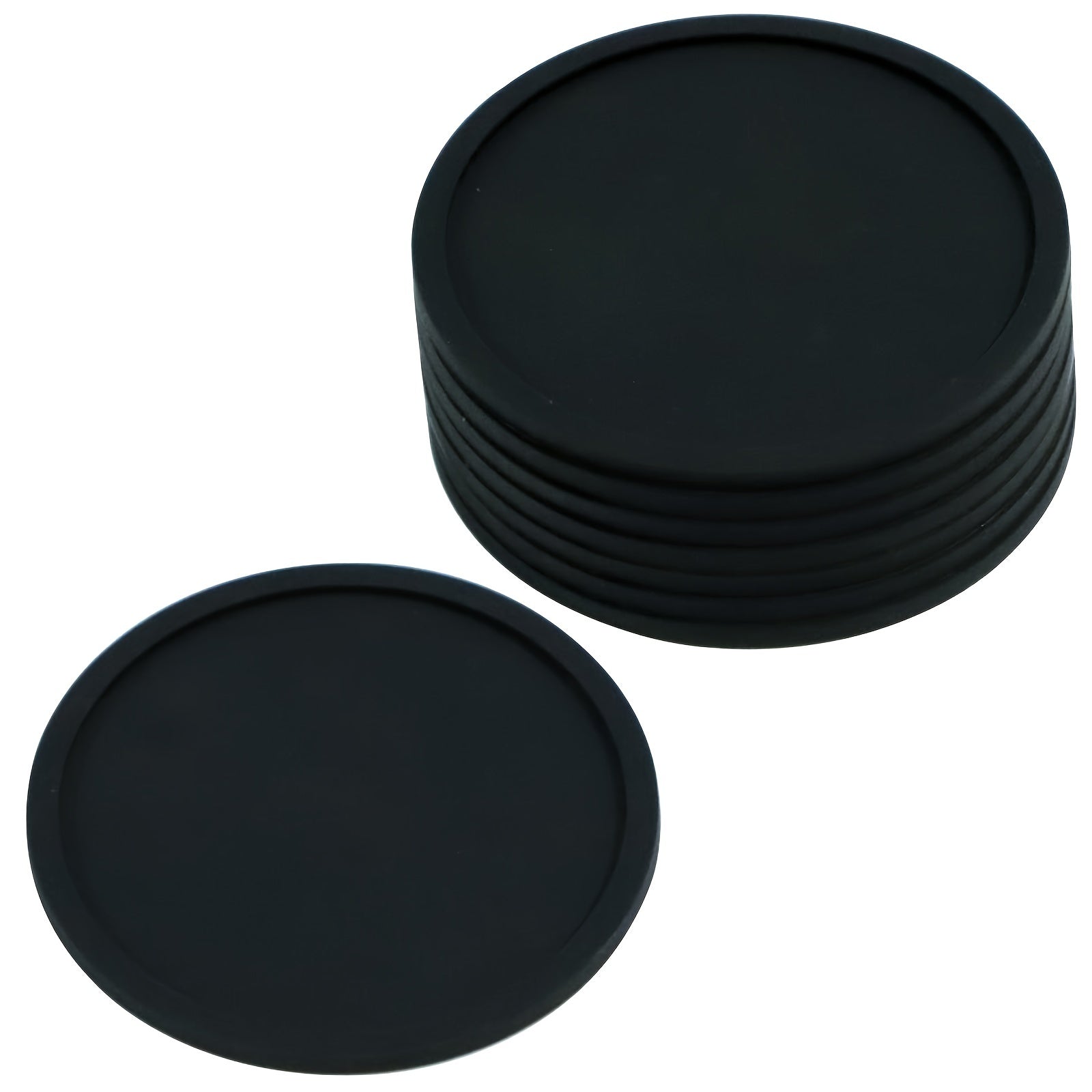 8pcs Round Silicone Coaster Grid Pattern Washable Placemat For Christmas