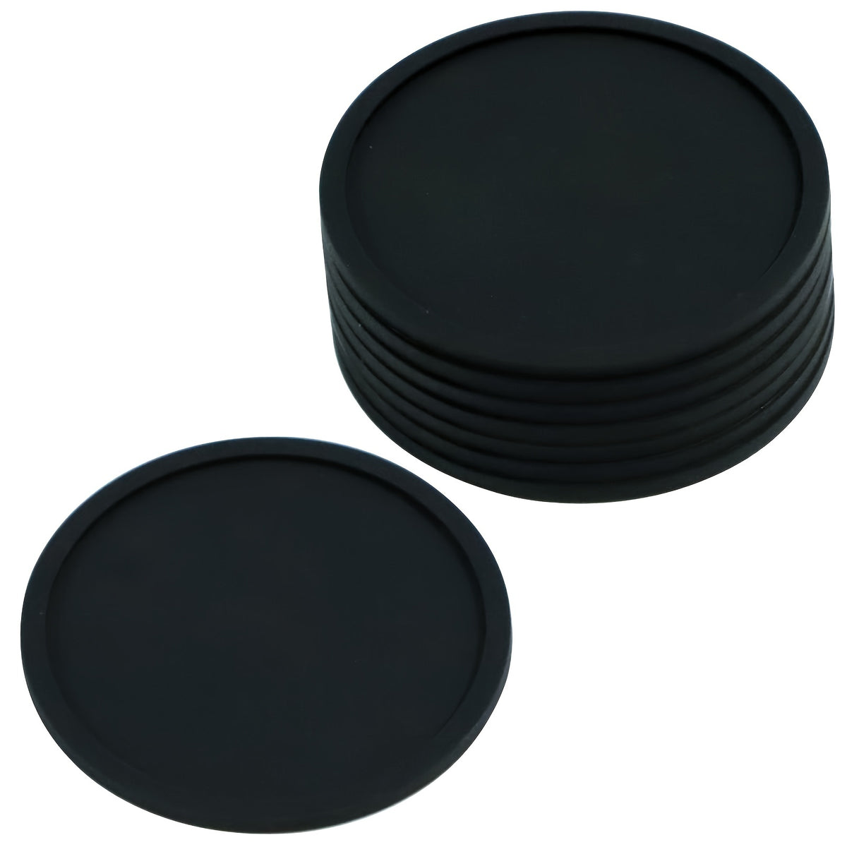 8pcs Round Silicone Coaster Grid Pattern Washable Placemat For Christmas
