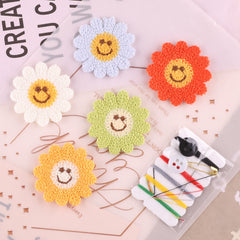 6pcs Plush Sunflower Patches for Girls Clothing DIY Accessories