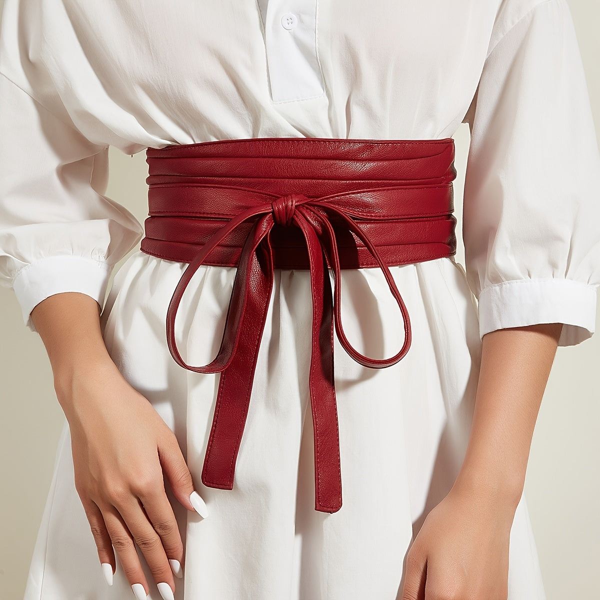 Womens PU Leather Corset Cinch Waistband Waspie Waist Belt Boho Style