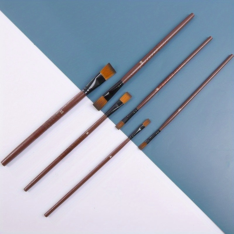 Acrylic Flat Head Brush Set for Watercolor Art Brown Beige Light Brown