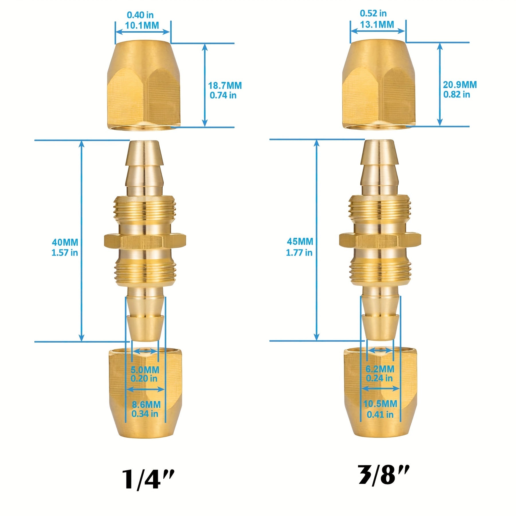 Solid Brass Air Hose Splicer 1/4" 3/8" ID Hose Repair Fitting