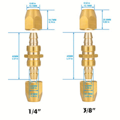 Solid Brass Air Hose Splicer 1/4" 3/8" ID Hose Repair Fitting