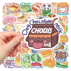 50Pcs Animal Food Series Waterproof Stickers for Laptop PC Mobile Smartp