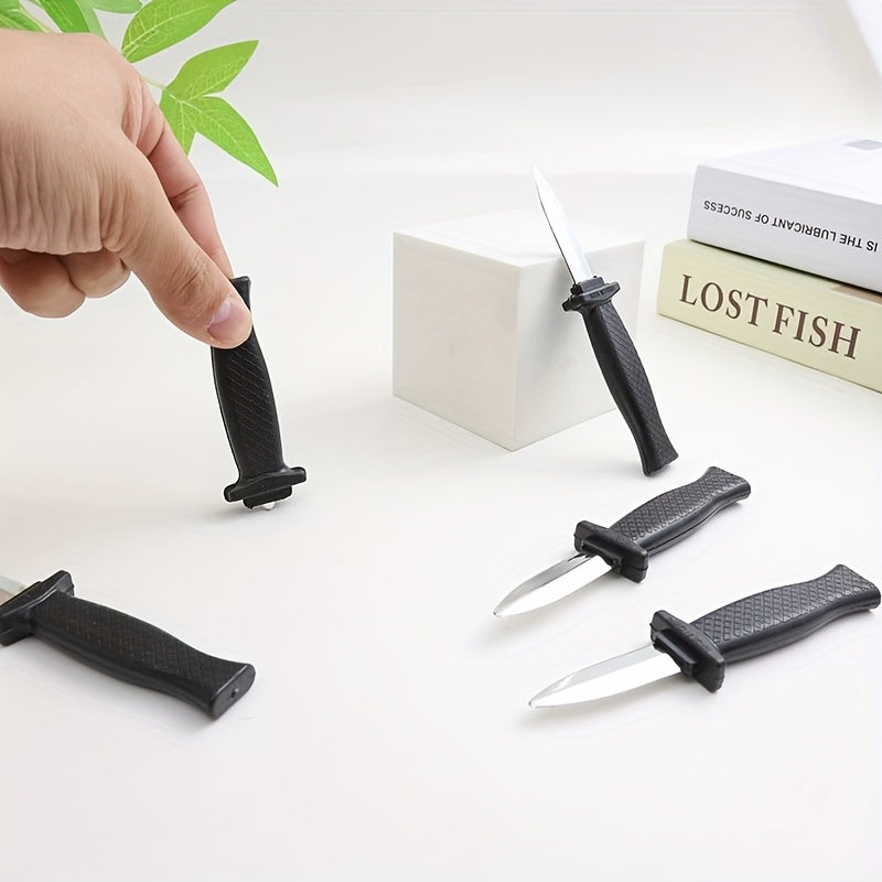 5pcs Retractable Plastic Knives Realistic Metal Blades & Textured Ha