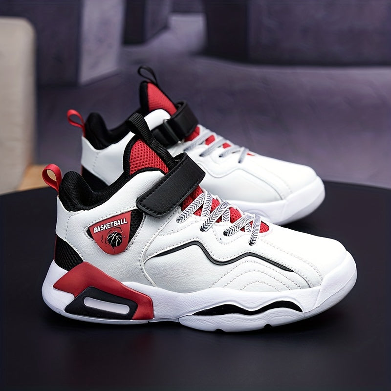 Boy's Block Basketball Shoes Hook Loop Comfy Breathable Non Slip