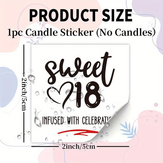Sweet 18 Celebration Candle Label Sticker Funny Birthday Gift Decal