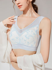 Floral Embroidered Wireless Bra Full Coverage