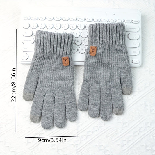 Windproof Touch Screen Knitted Wool Gloves for Men and Women