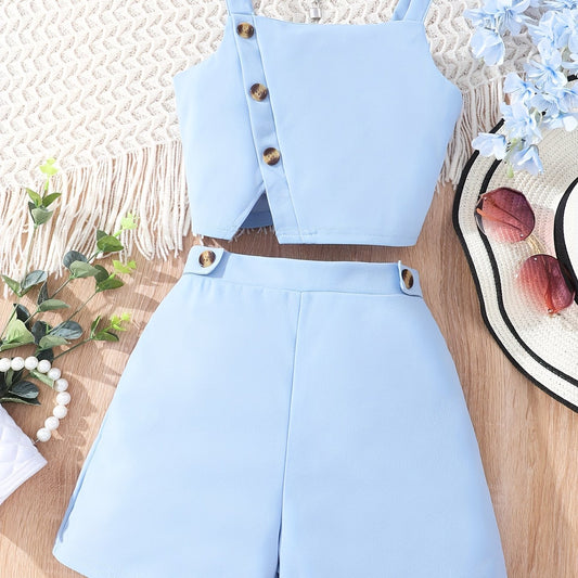 Girls Sleeveless Top & Shorts Set for Vacation Outfit