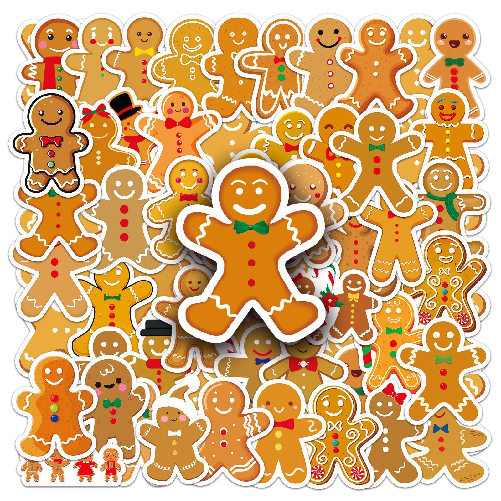 50pcs Gingerbread Christmas Stickers for DIY Crafts