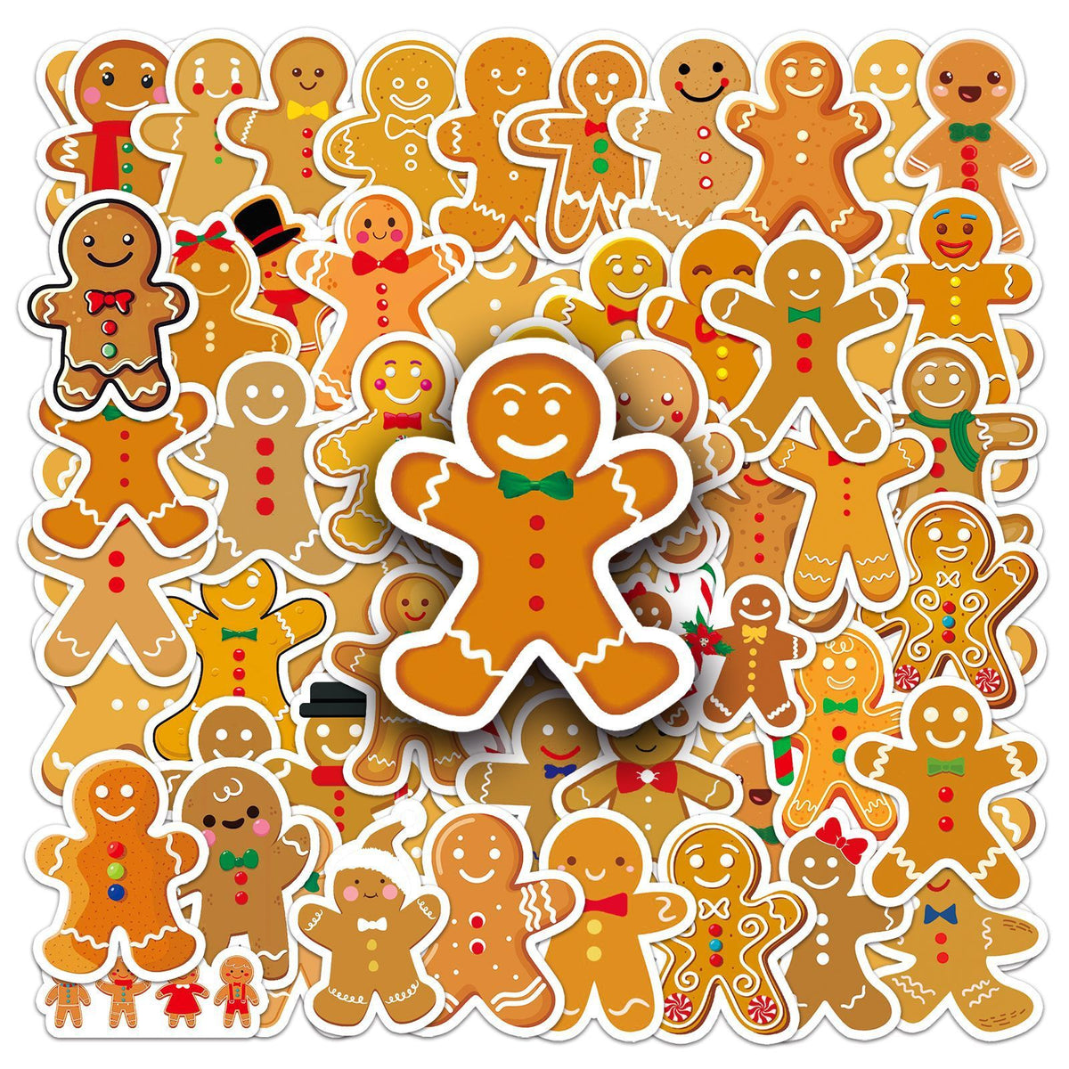 50pcs Gingerbread Christmas Stickers for DIY Crafts