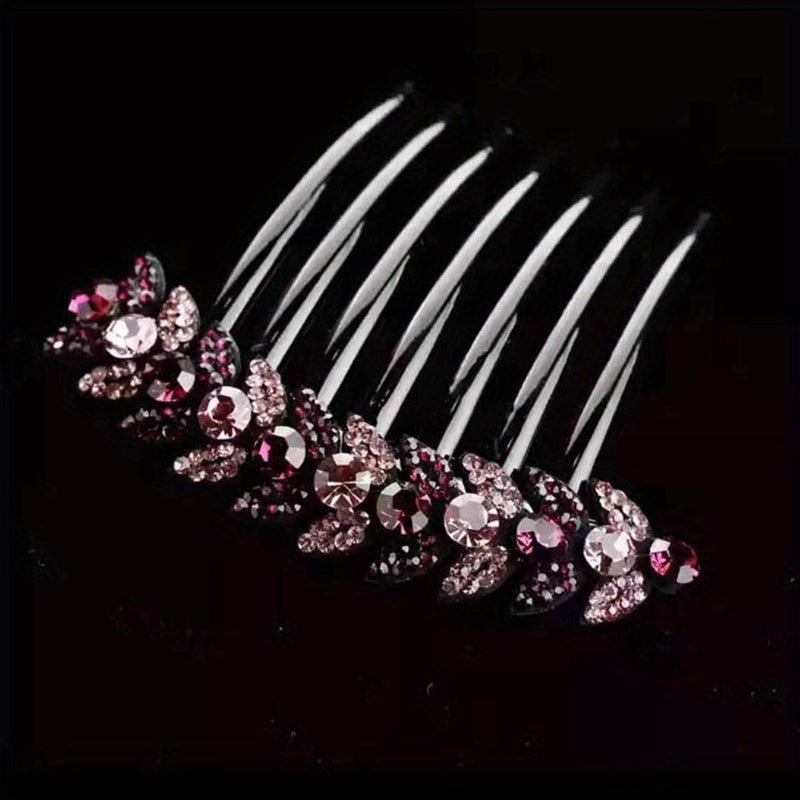 Vintage Rhinestone Crystal Headwear Flower Hair Side Comb Hairpin