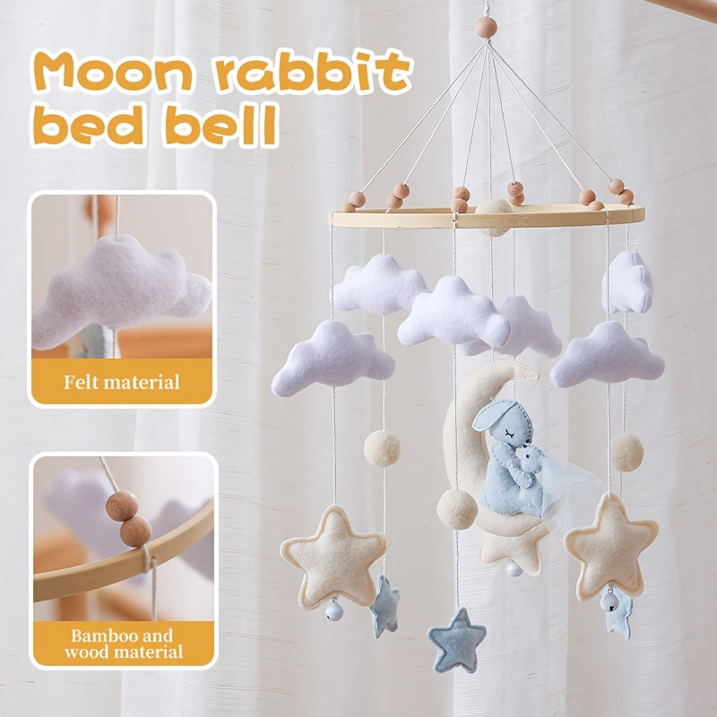 Moon Clouds Bunny Crib Mobile for Christening Gift