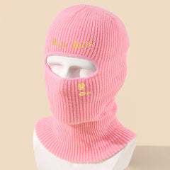 Autumn Winter Character Letter Embroidery Hole Knit Hat