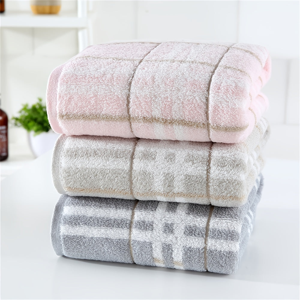 Plaid Pattern Bath Towel Cotton Soft Absorbent Large Beach Towel